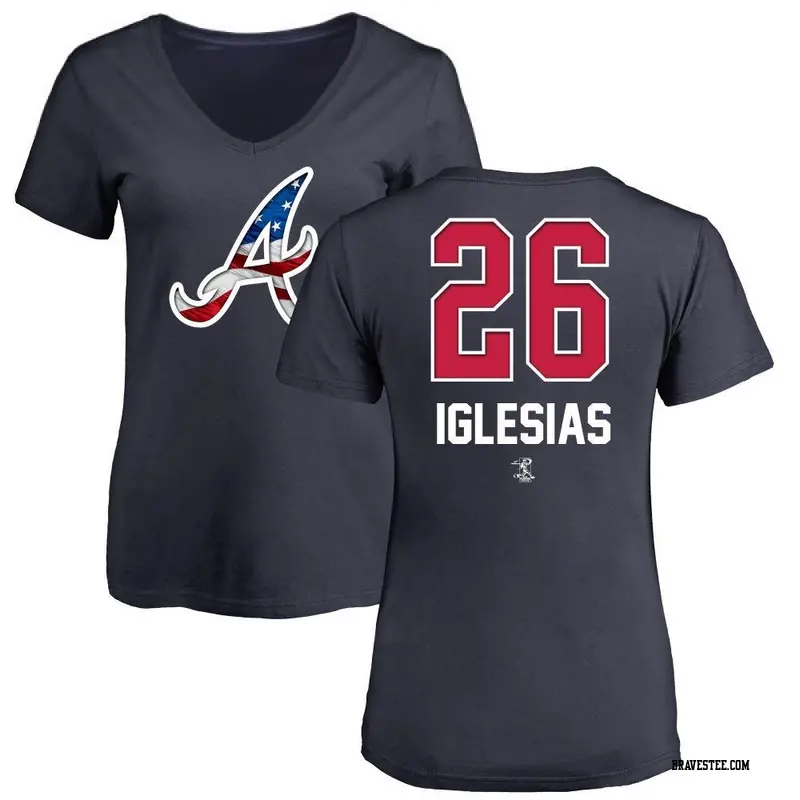 Women's Raisel Iglesias Name and Number Banner Wave V-Neck T-Shirt