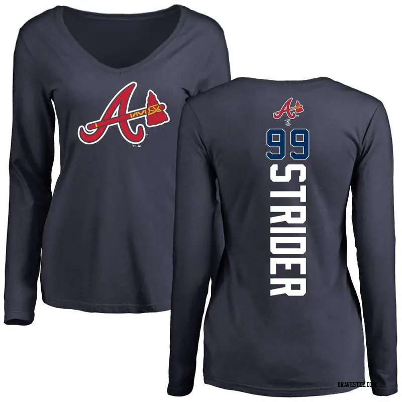 Spencer Strider Atlanta Braves Women's Navy Roster Name & Number T-Shirt 