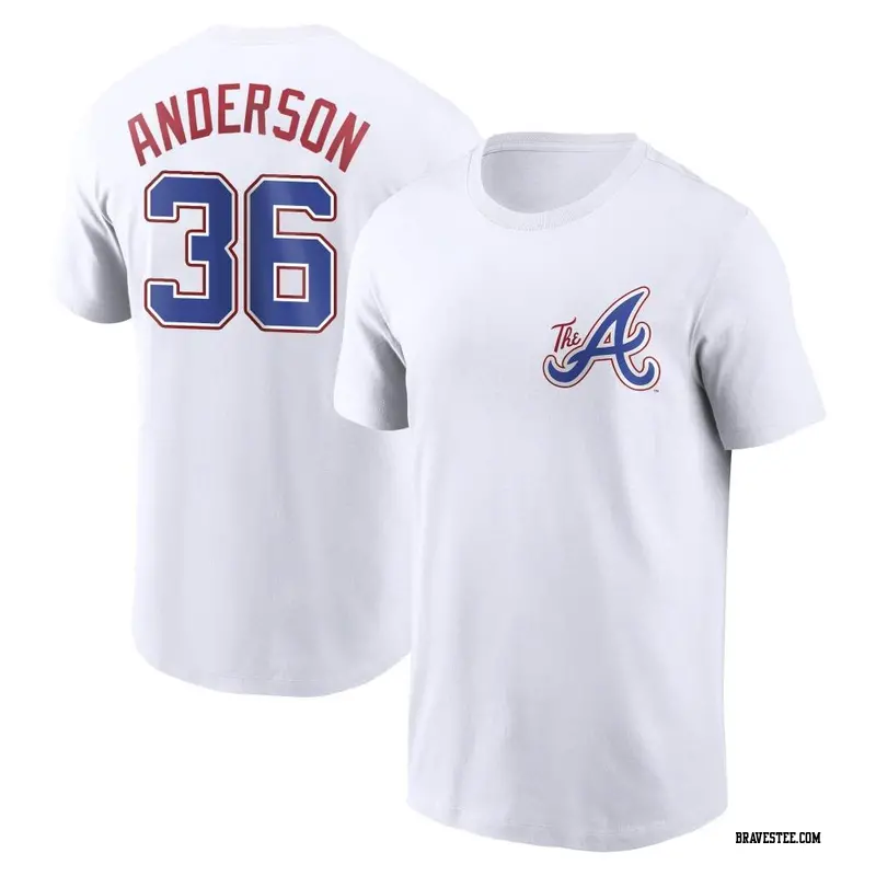 Nike Men's Atlanta Braves Ian Anderson #36 Navy T-Shirt